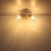 Luise loftlampe i hvid og trælook, 2 lyskilder