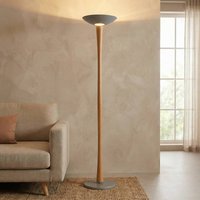 Aluminor Eden LED-uplight-golvlampa, päronträ, grå, 4 000 K