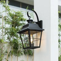 Lindby utomhusvägglampa Mertollio, höjd 47 cm, svart, glas
