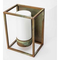 Moretti Luce Utomhusvägglampa Cubic³ 3366 mässing antik/opal