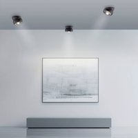PURE LED downlight Move, black, Ø 12 cm, metal/glass