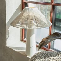 Markslöjd Favoro table lamp, cream, height 50 cm, ceramic, textile