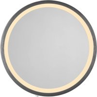 LED-Wandspiegel VIDRO, grau, Ø 26 cm, Powerbank, Schalter