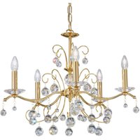 Austrolux Carmen II chandelier, glass, gold-plated, 65 cm