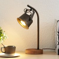 Lampe de table Rubinjo de Lindby, 37 cm, noir, bois, métal, GU10