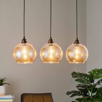 Opviq Hänglampa guld 022 3 lampor linjärt glas Ø20cm