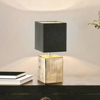 FISCHER & HONSEL Bordslampa Ouro, svart/antikbrons, 35 cm, textil/keramik