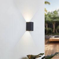 Lucande LED-vägglampa Kimian, höjd 17 cm, antracit, IP54