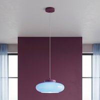 Berardelli hængelampe, blå/bærfarvet, flad, Ø 30 cm, glas, E27