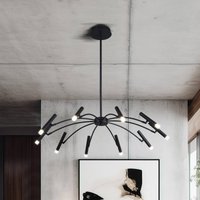 Viokef LED-hänglampa Secret, svart, Ø 80 cm, metall, 10 lampor.