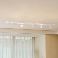 Lindby Système de lampes sur rail 48 V Lumaro, spots, à 5 lampes, blanc, Ø 7 cm, à