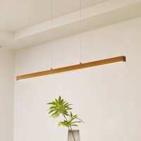 Lucande LED-hänglampa Nihalo, trä, 122 cm, dimbar, CCT