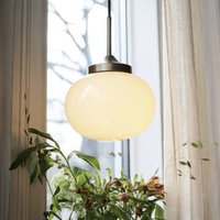 PR Home Hänglampa Elsy, mässingsfärgad, glas krämfärgat, stickkontakt