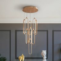 Schuller Valencia LED-hänglampa Colette, 9 lampor, rund, roséguld