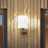 Konstsmide Portici outdoor wall lamp, width 14 cm, black/opal, steel
