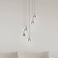 Trio Lighting Romeo LED hanging light, Ø 28 cm, nickel-coloured, metal, 5-bulb.