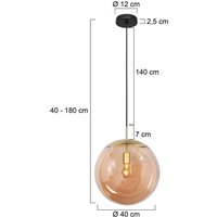 Steinhauer Bollique pendant light, brass, Ø 40 cm, glass, 1-bulb, ball