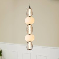 LOOM DESIGN LED hanging light Pearl 5 grey/chrome glass height 78 cm