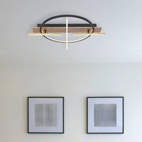 Globo Plafonnier LED Beatrix, longueur 44 cm, bois/noir, bois