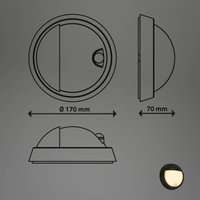 Briloner LED outdoor wall lamp with rechargeable battery, 3785015, black, motion sensor,