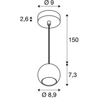 SLV pendellampa Light Eye 90, svart, Ø 9 cm, metall