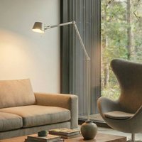 Lucande Silka floor lamp, 216 cm, satin nickel, adjustable
