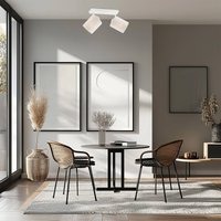 Argon Suerte ceiling light, cream white, linen textile, 2-bulb
