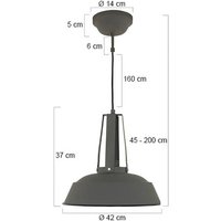 Steinhauer Eden pendant light, grey, metal, E27 socket