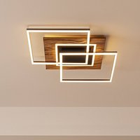Elobra Atacama M Plus LED ceiling light, oak/black, wood, RGBW