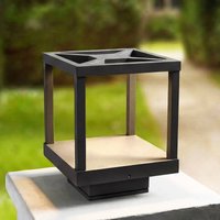 Lucande LED pedestal lamp Lealan, black, metal, 23 cm, IP54