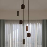 Lucande Narion pendant light, black/colourful, 6-bulb