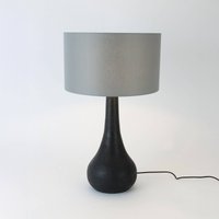Holländer RODOLFO table lamp, black/grey, height 63 cm, wood/chintz