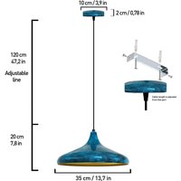 ROYALTECH Claus hänglampa, blå/guld, Ø 35 cm, metall, E27