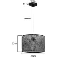 MODELSA Hänglampa Nara, svart mönstrad, tyg, Ø 30 cm