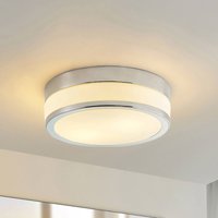 Lindby taklampa Flavi, Ø 28 cm, krom, glas, IP44, E27