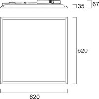 Sylvania START recessed LED panel, white, 62x62 cm, on/off CCT 33 W UGR19