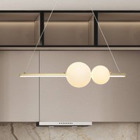 Zambelis LED hanging light 22108, gold, length 62 cm, metal/glass, dimmable