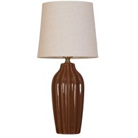 Tischleuchte Lyon, braun/beige, Höhe 39 cm, Keramik/Leinen