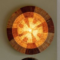 GOOD & MOJO Vägglampa Serengeti, Ø60cm, brun, jute, stickkontakt