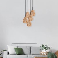 Anne Light Ropex 4526 pendant light, 5-bulb, round, black, brown cable