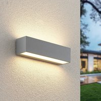 Lucande LED-vägglampa Lengo, 25 cm, silver, 2 lampor, IP65