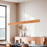 Trio Lighting LED-pendellampa Edgewood, längd 150 cm, träfärgat trä, CCT