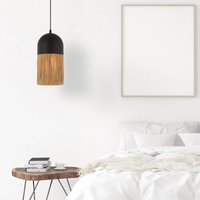 Zambelis Hanging light 23071, black/natural colour, Ø18cm, metal, paper