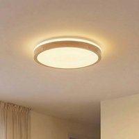 Lindby LED ceiling lamp Emiva, Ø 49 cm, CCT, wood