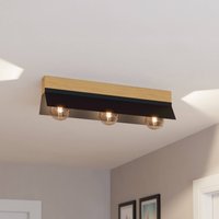 EGLO Tarrafo ceiling lamp black, wood Natur, 3-bulb