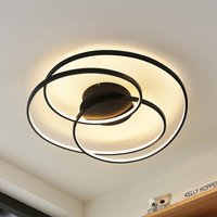 Lindby LED-taklampa Kateryna, svart, Ø 60 cm, dimbar