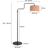 Steinhauer Golvlampa Bloeba, svart/brun, höjd 165 cm, kork