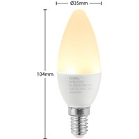 Lindby LED candle bulb, E14, C35, 4.5W, opal, 3000K, set of 3