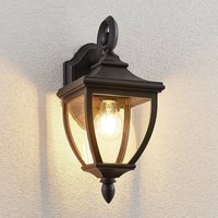 Lindby utomhusvägglampa Cerys, svart, plast, höjd 37 cm