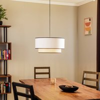 Duolla Suspension Boho, rotin, tissu, beige/blanche